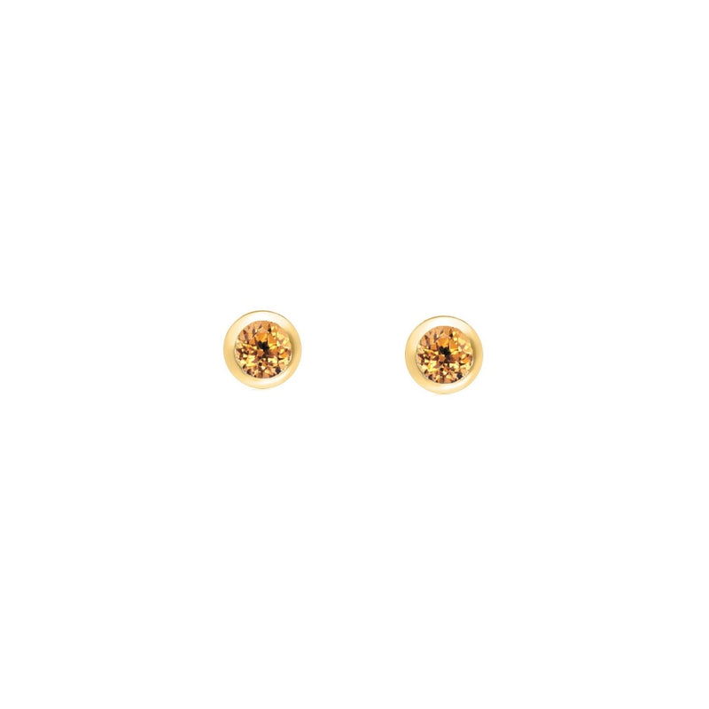 Gold Coloured Stone Stud Earrings Citrine