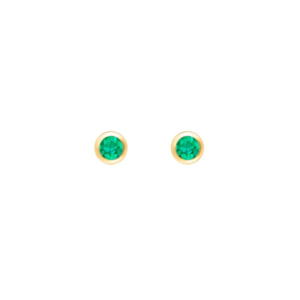 Gold Coloured Stone Stud Earrings Emerald