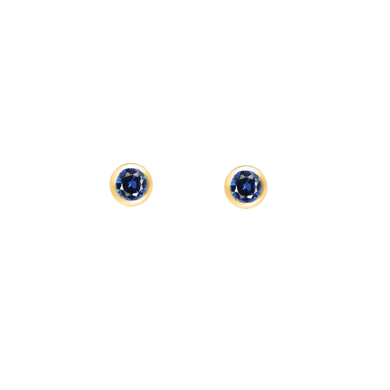 Gold Coloured Stone Stud Earrings Sapphire