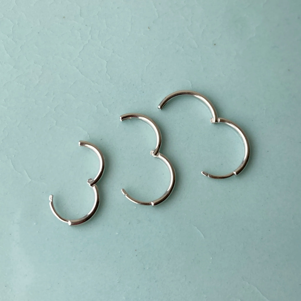 Besse Delicate Silver Hinged Huggie Earrings