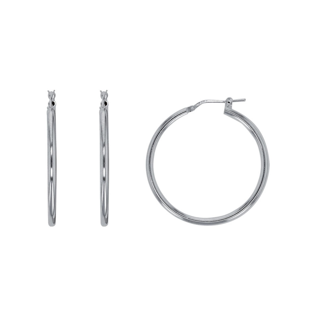 Bordeaux Silver Hoop Earrings