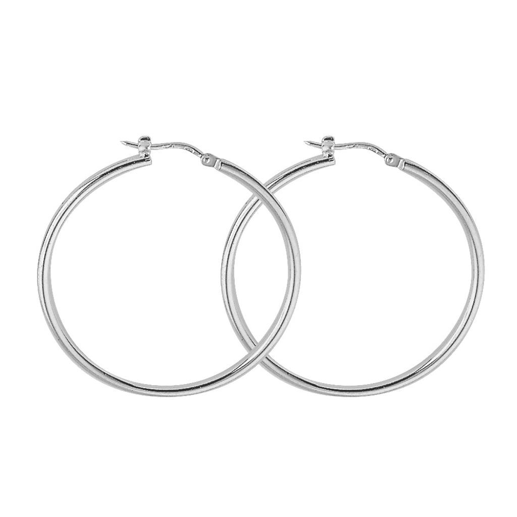 Bordeaux Silver Hoop Earrings