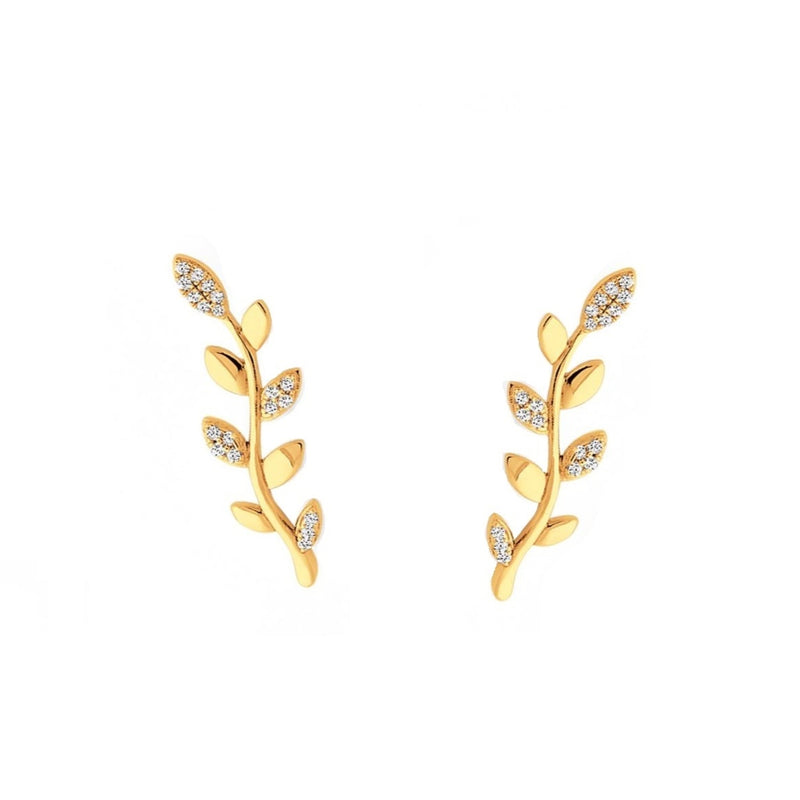 Calla Gold Leaf Climber Earrings