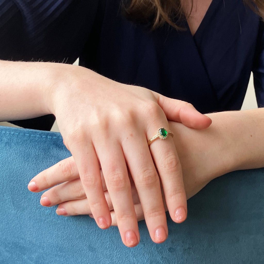 Chania Gold Emerald Cluster Ring