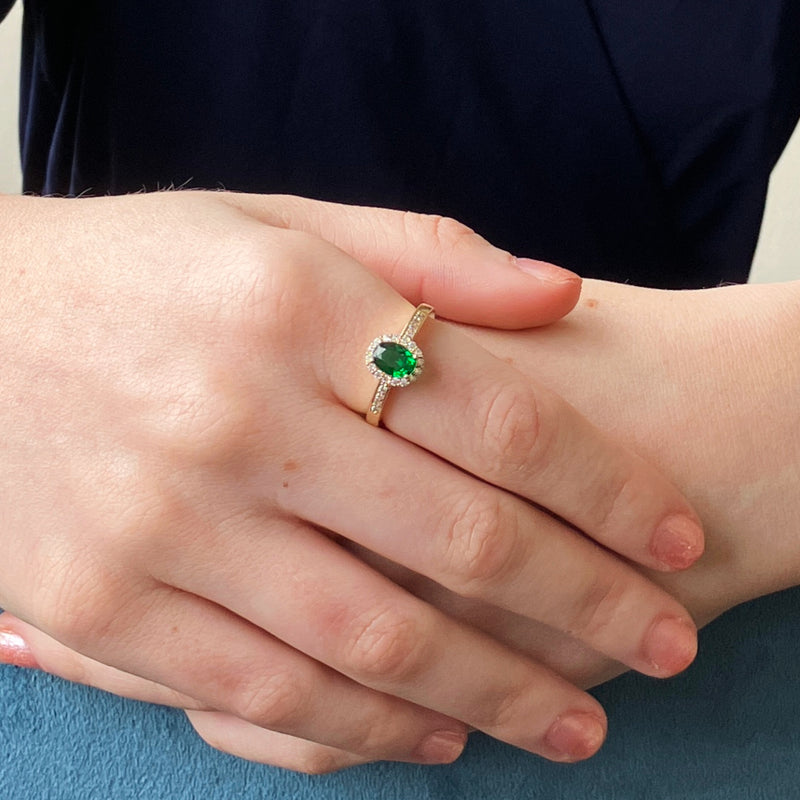 Chania Gold Emerald Cluster Ring