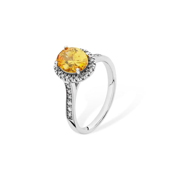Silver Ring with Oval Citrine Stone | Chanos