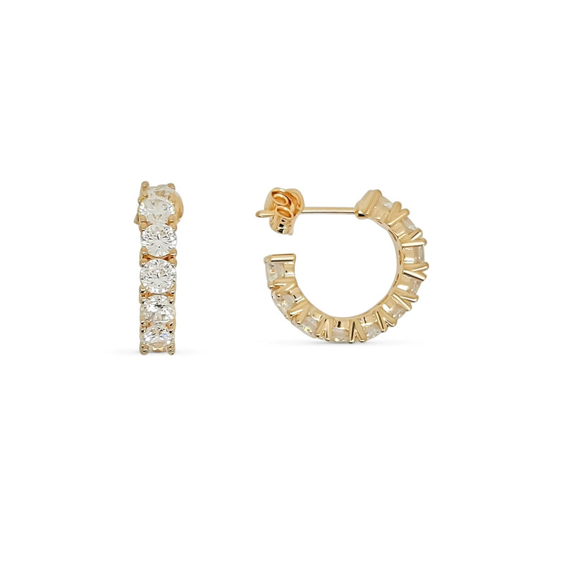 Chelle Gold Crystal Demi Huggie Stud Earrings