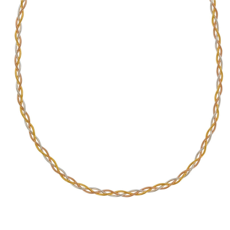 Silver Three Tone Plait Necklace | Deena
