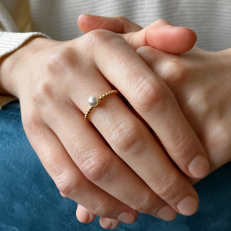 Dulane Gold Delicate Pearl Ring