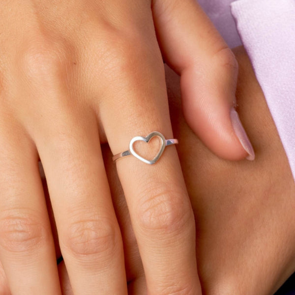 Eros Silver Cutout Heart Ring