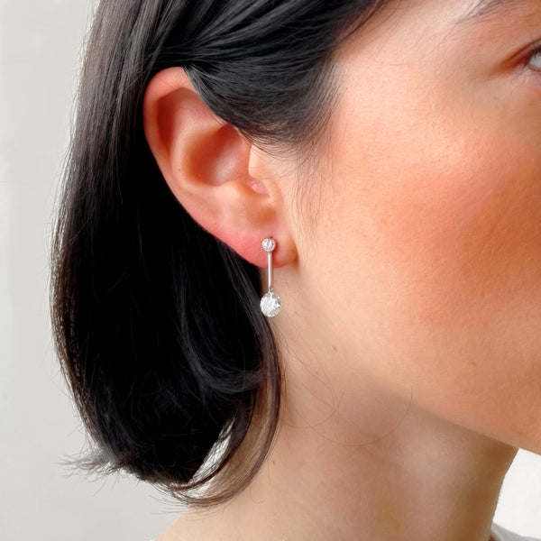 Silver Drop Stud Earrings | Fenit