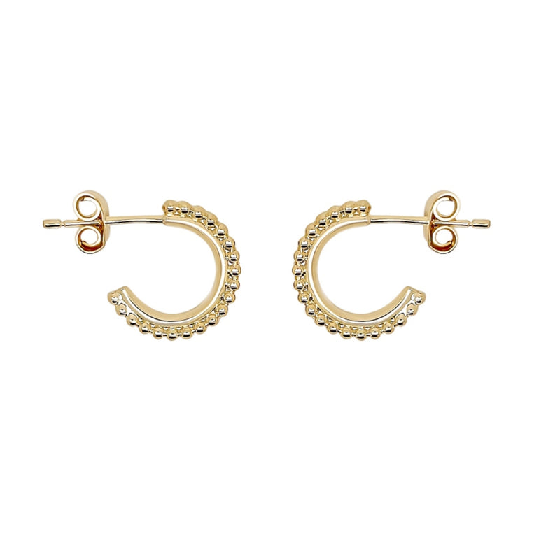 Gold Beaded Demi Huggie Stud Earrings | Flo