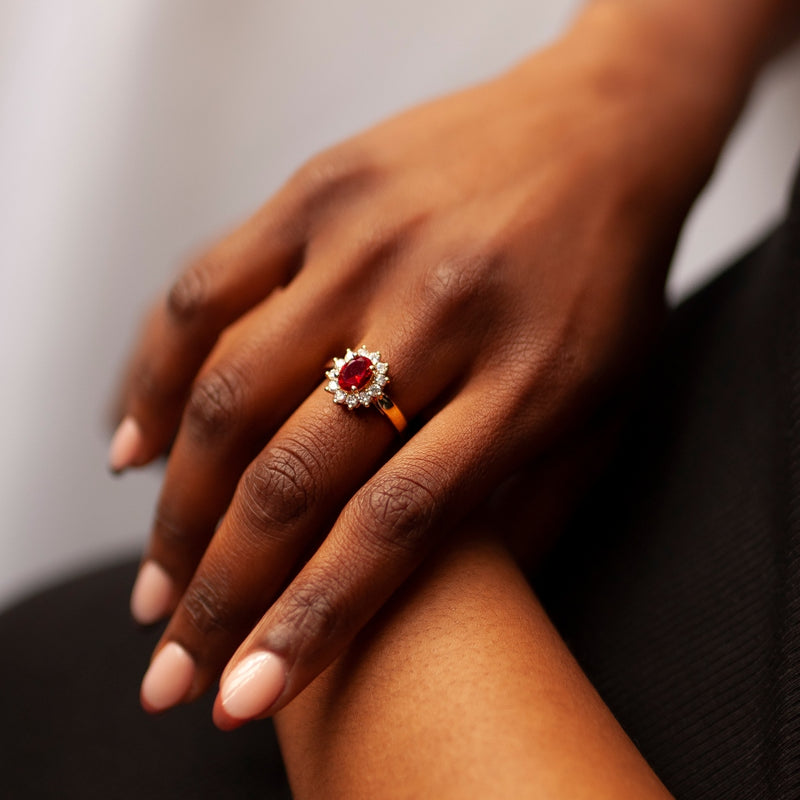 Gold Cluster Ring Ruby
