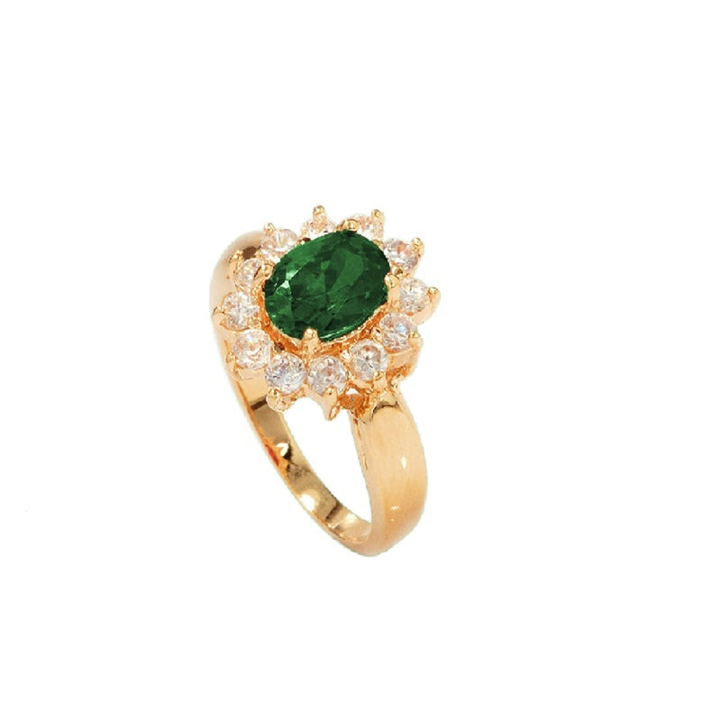 Gold Cluster Ring Emerald