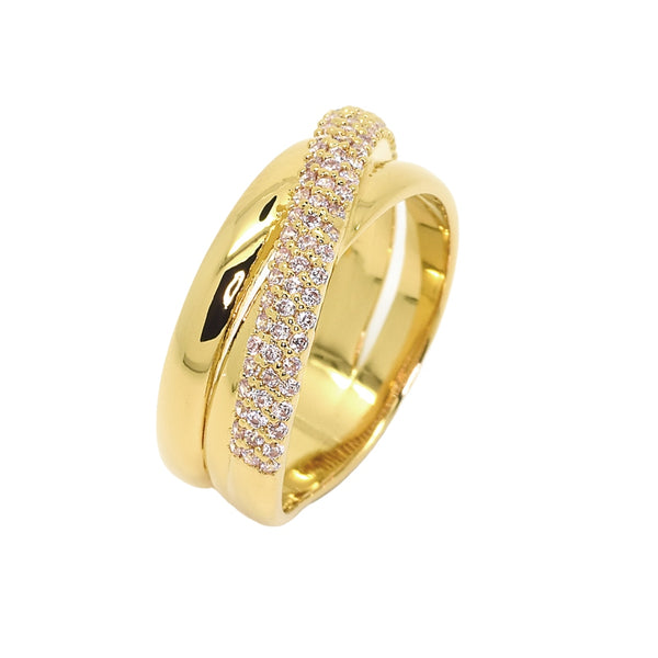 Geri Gold Crossover Pave RIng