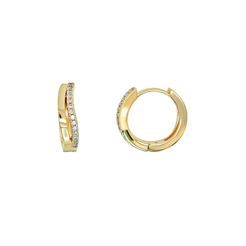 Glenis Gold Curved Diamante Huggie Earrings