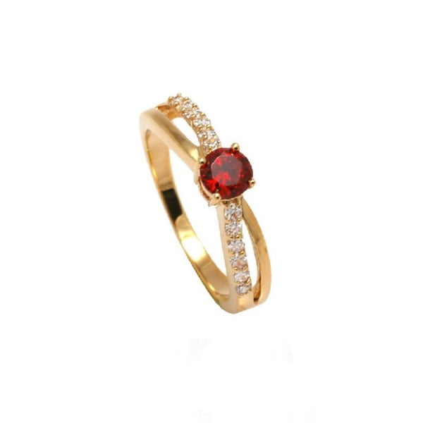 Ardara Gold Crossover Ring with Ruby Stone