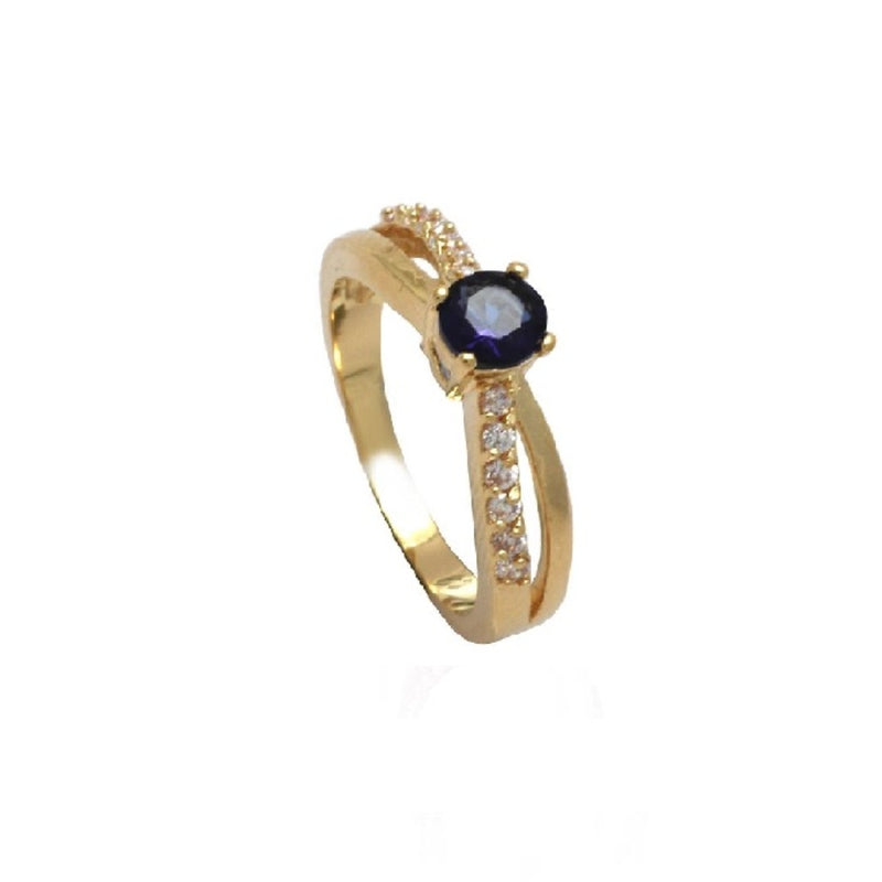 Ardara Gold Crossover Ring with Sapphire Stone