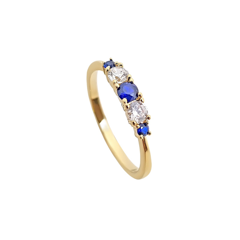 Gold Five Stone Ring Sapphire