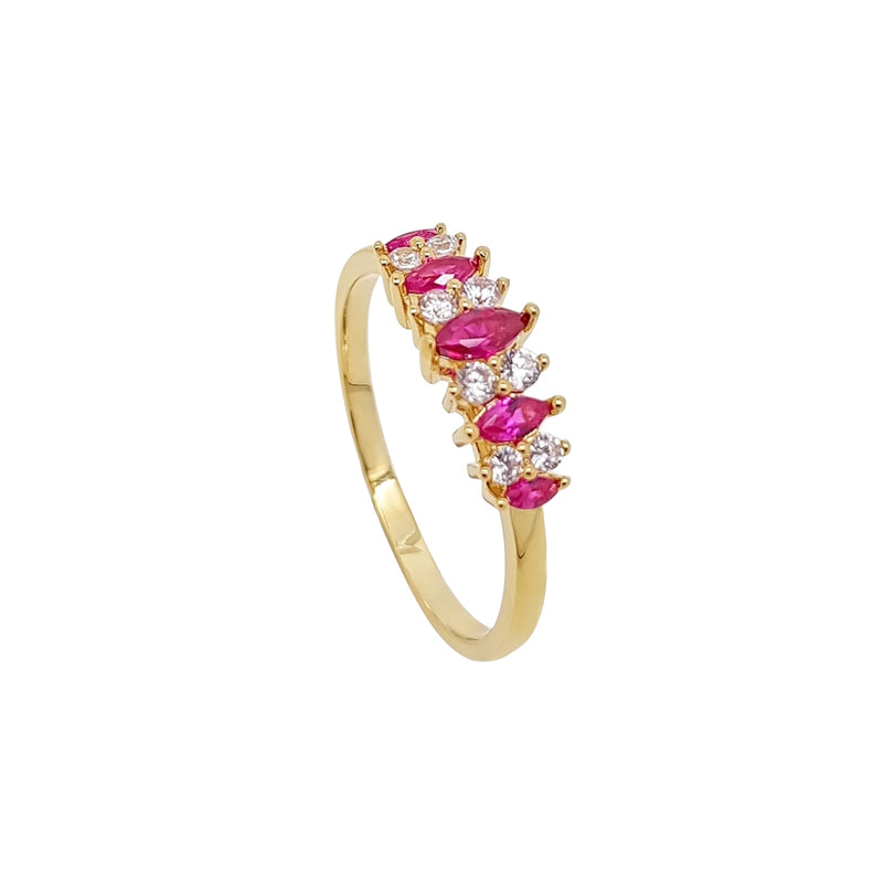 Gold Multistone Ring Pink