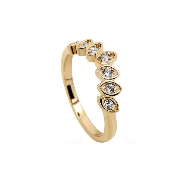 Komi Gold Curved Clear Stone Ring