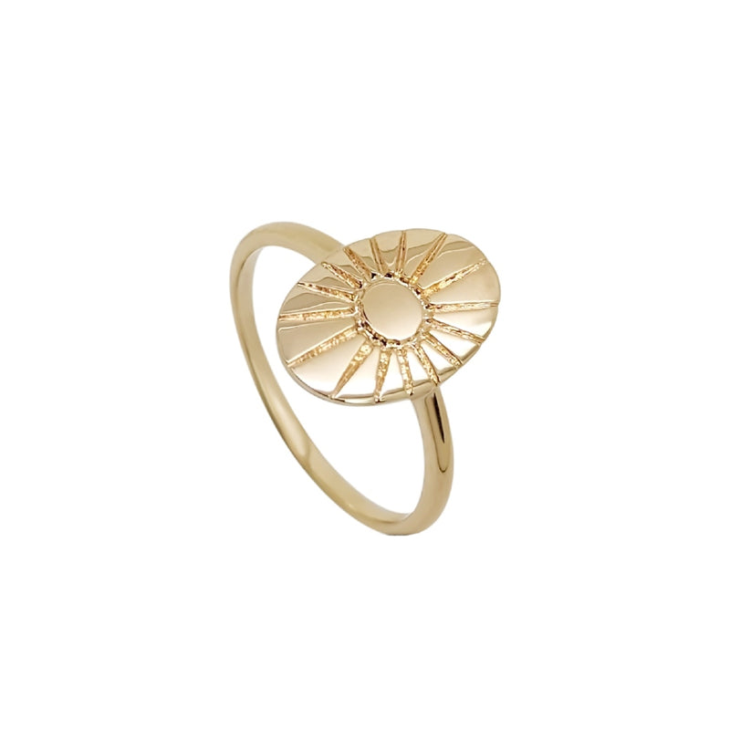 Kymi Gold Oval Sun Disc Ring