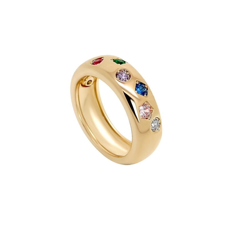 Minane Gold Chunky Multicolour Ring