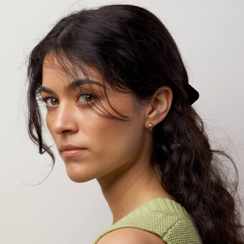 Gold Double Huggie Hoop Earrings | Nantes