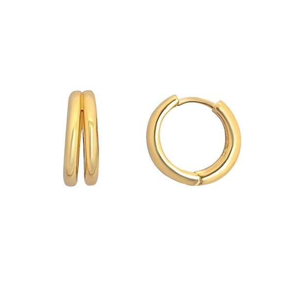 Gold Double Huggie Hoop Earrings | Nantes