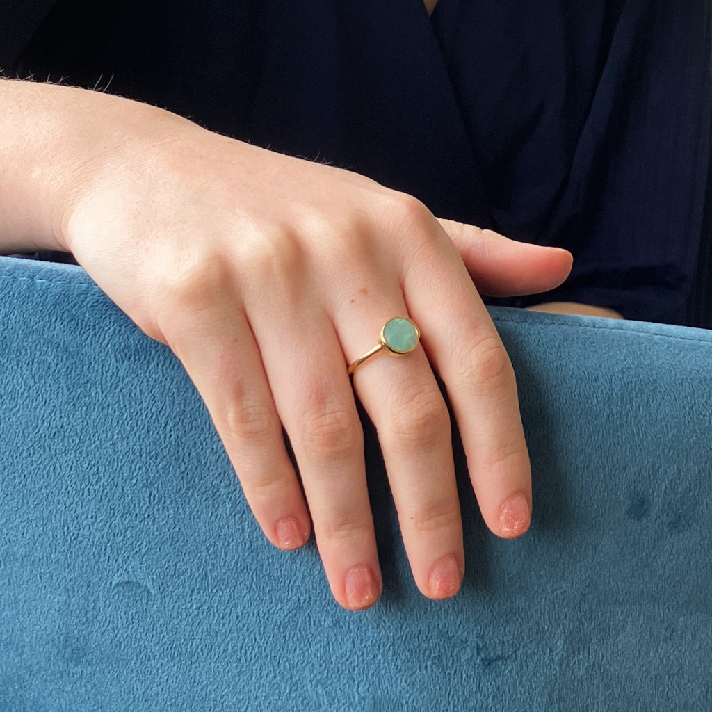 Nea Gold Circle Ring Amazonite