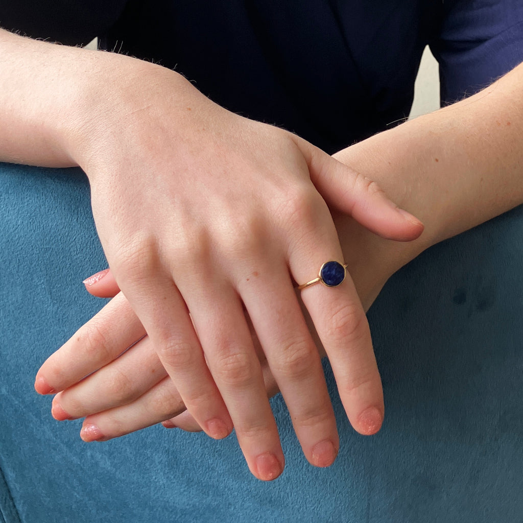 Nea Gold Circle Ring Sodalite