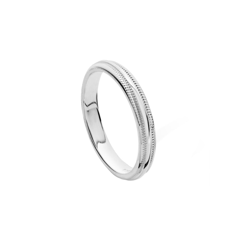 Panos Silver Ridged Band Ring