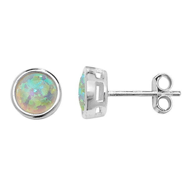 Silver Opal Stud Earrings | Quenne