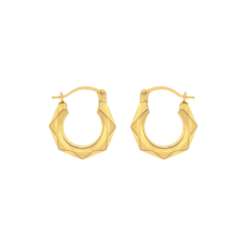 Riom 9 Carat Gold Faceted Hoops