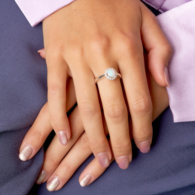 Sparta Silver Opal Halo Ring