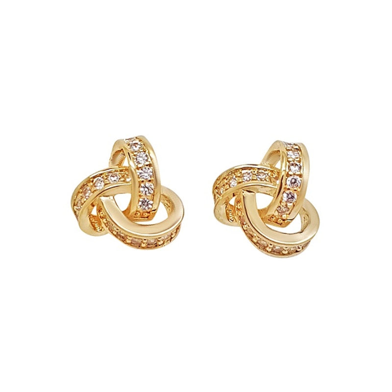 Susa Gold Crystal Knot Stud Earrings