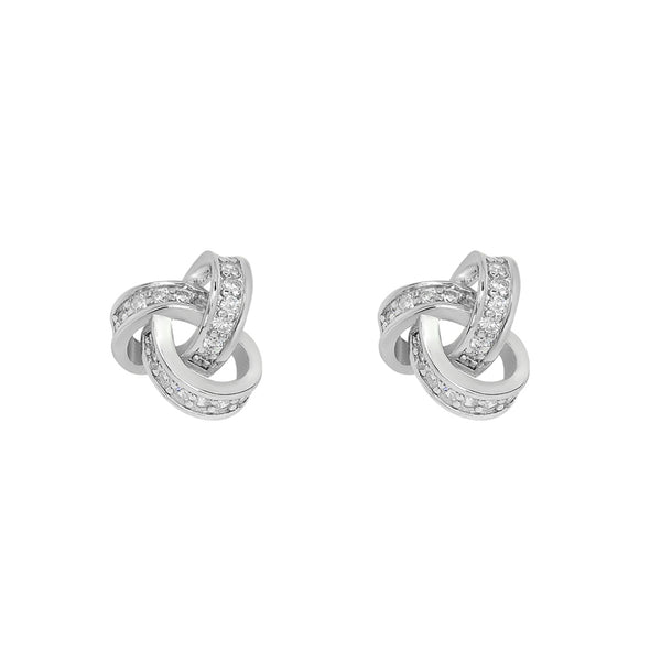 Susa Silver Crystal Knot Stud Earrings
