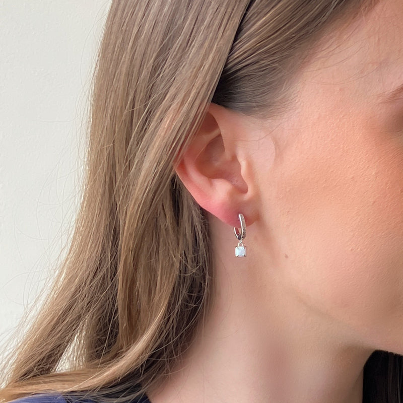 Talence Silver Opal Charm Earrings