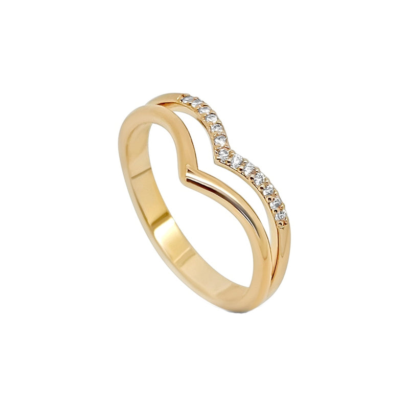 Tasia Gold Delicate Double Wishbone Ring