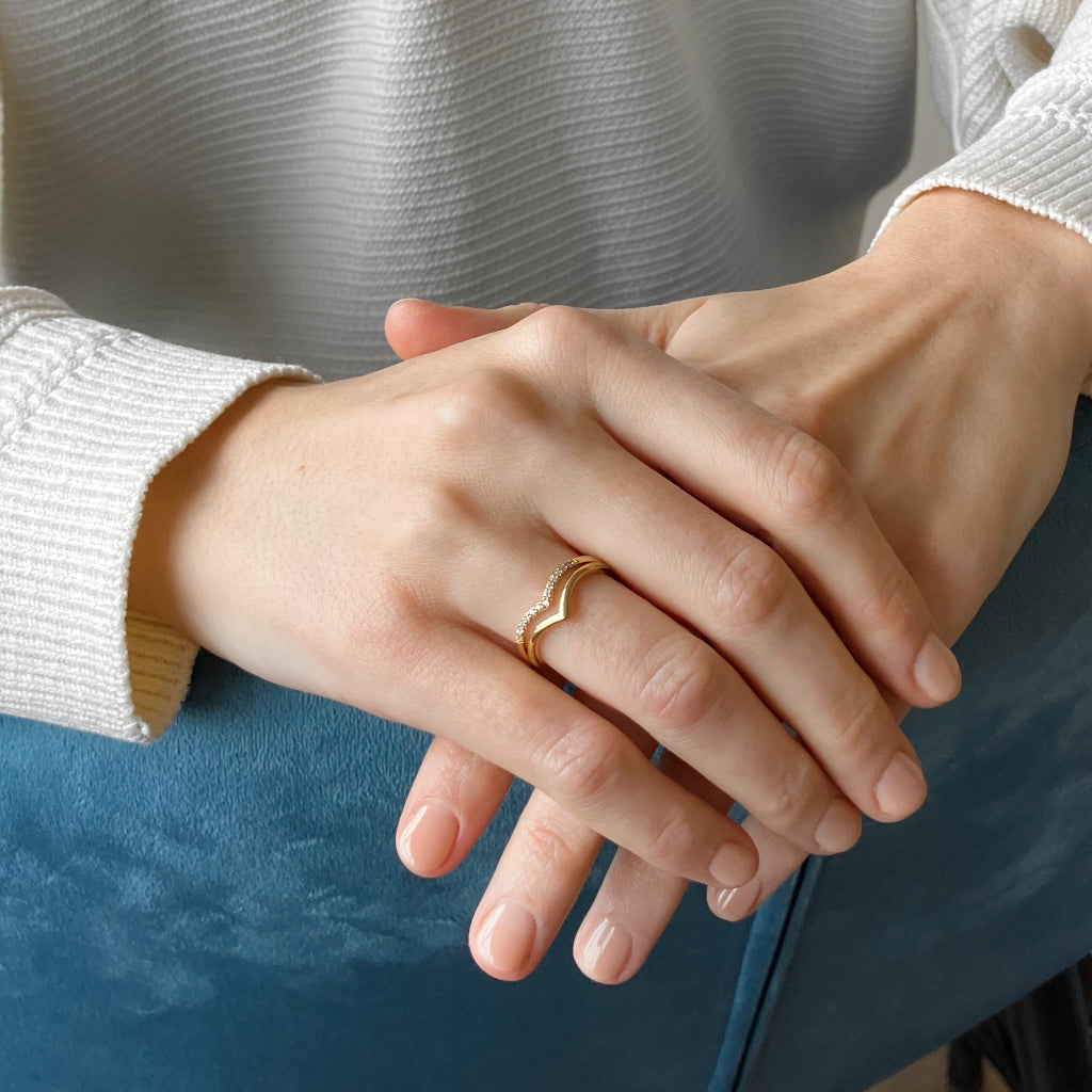 Tasia Gold Delicate Double Wishbone Ring