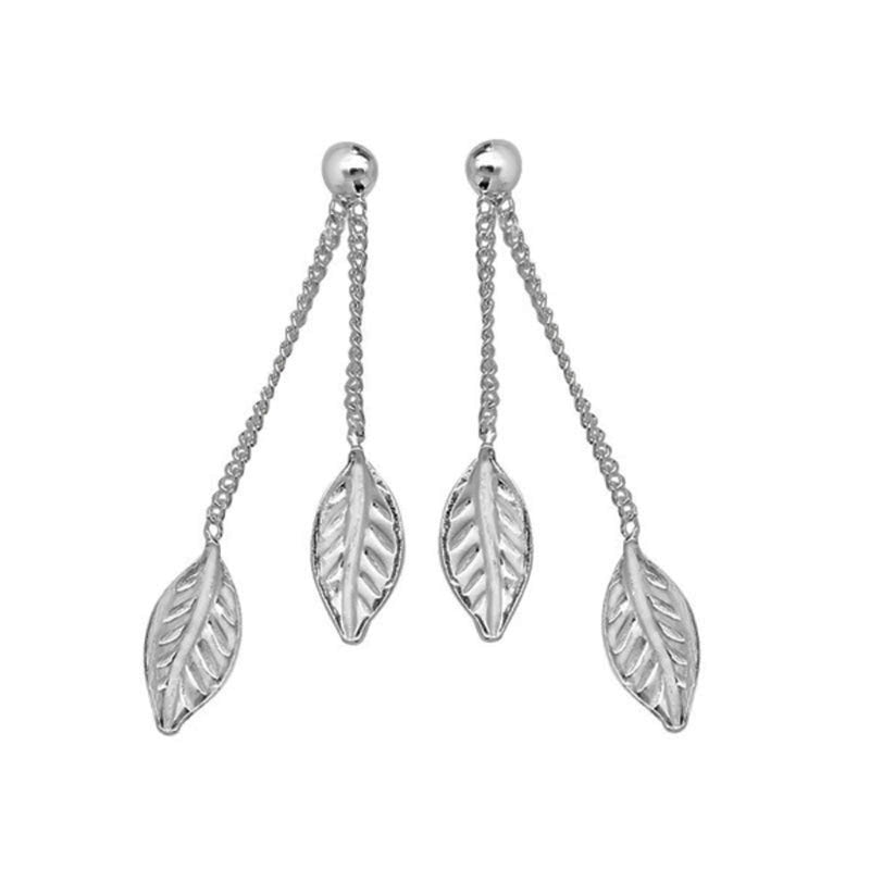 Silver Leaf Dangle Stud Earrings | Tavira