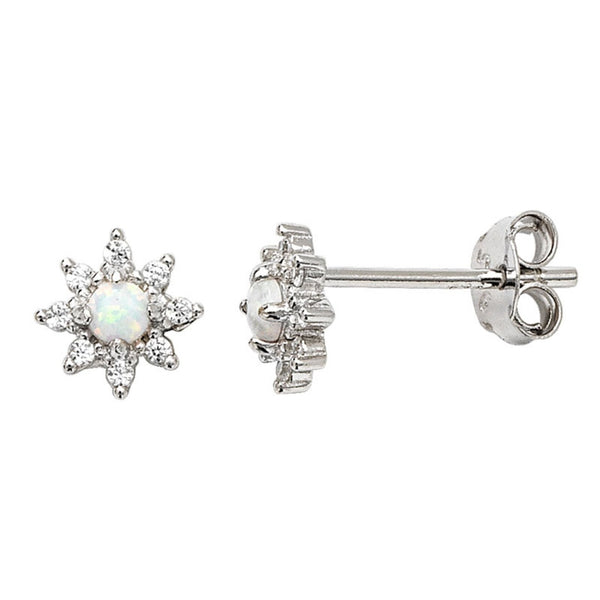 Tignes Silver Opal Star Stud Earrings
