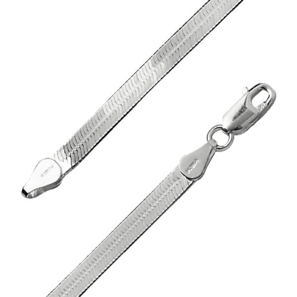 Trento Silver Herringbone Chain Necklace