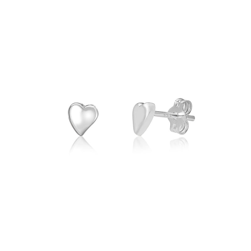 Silver Loveheart Stud Earrings | Velly