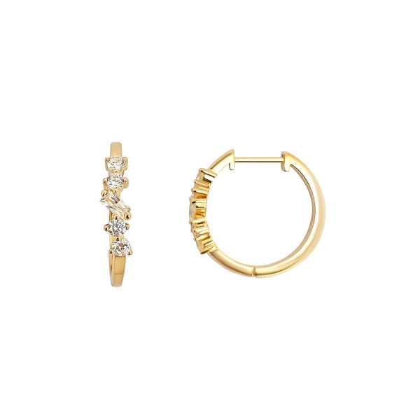 Gold Delicate Crystal Hoop Earrings | Vivonne