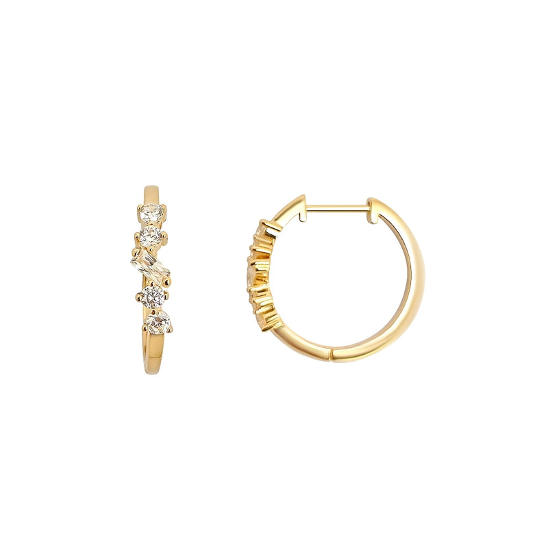 Gold Delicate Crystal Hoop Earrings | Vivonne